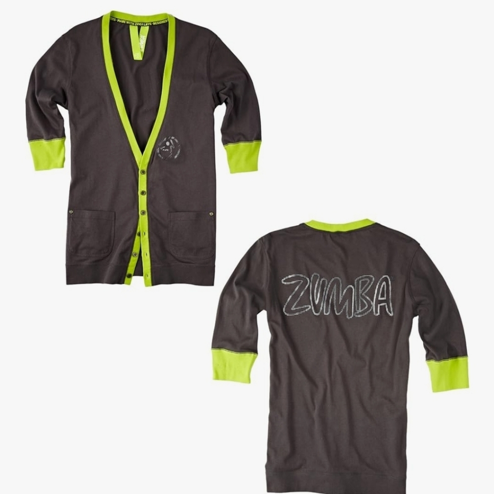 Zumba Fitness Brown and Neon Yellow Cardigan